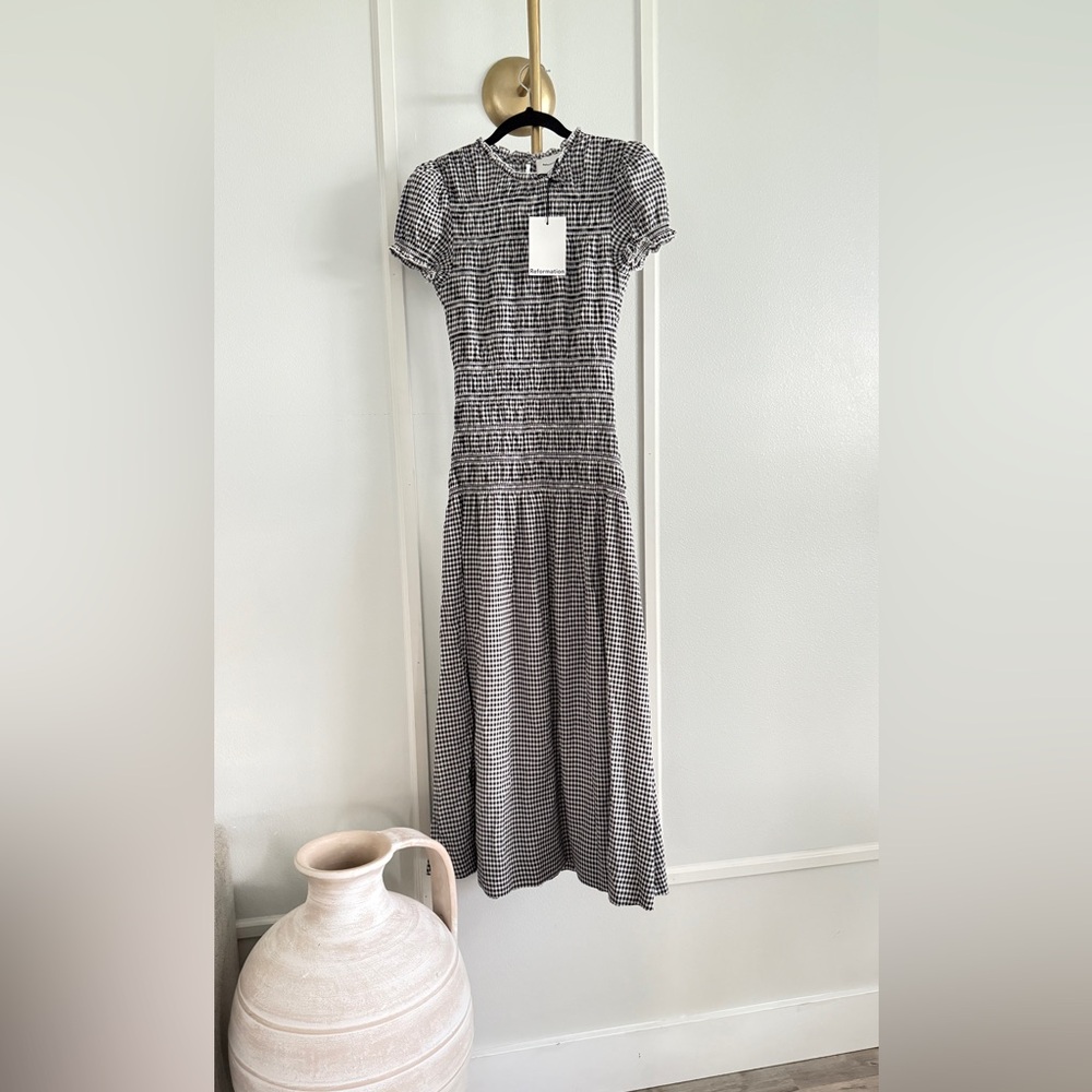 Reformation Black and White Midi Dress